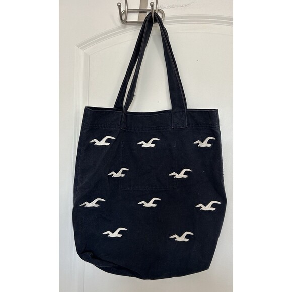 Hollister Canvas Tote Book Bag Embroidered Seagull Logo 2000's Y2k - Picture 3 of 8